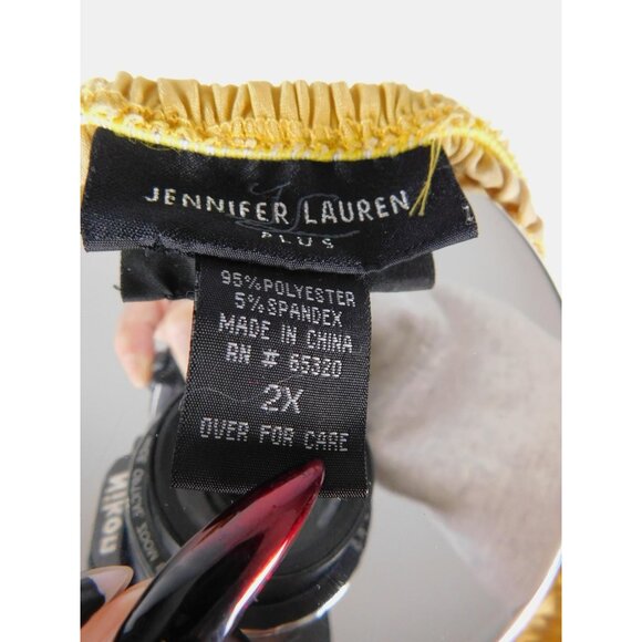 Jennifer Lauren Plus Yellow Pink Boho Strapless Maxi 2X Beaded Halter Excellent - Picture 10 of 11